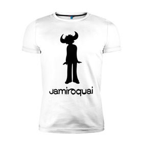 Мужская футболка премиум с принтом Jamiroquai в Курске, 92% хлопок, 8% лайкра | приталенный силуэт, круглый вырез ворота, длина до линии бедра, короткий рукав | Тематика изображения на принте: funk | jamiroquai | jazz | джаз | джамирокуай | фанк