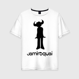 Женская футболка хлопок Oversize с принтом Jamiroquai в Курске, 100% хлопок | свободный крой, круглый ворот, спущенный рукав, длина до линии бедер
 | funk | jamiroquai | jazz | джаз | джамирокуай | фанк