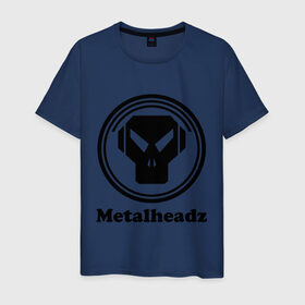 Мужская футболка хлопок с принтом Metalheadz в Курске, 100% хлопок | прямой крой, круглый вырез горловины, длина до линии бедер, слегка спущенное плечо. | metalheadz | music | лого | металл | металхэдз | музыка