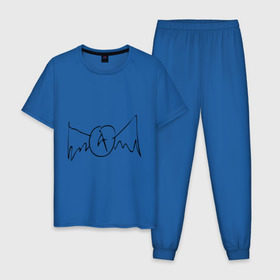 Мужская пижама хлопок с принтом Aerosmith (draw logo) в Курске, 100% хлопок | брюки и футболка прямого кроя, без карманов, на брюках мягкая резинка на поясе и по низу штанин
 | aerosmith | draw | logo | логотип | рисованный