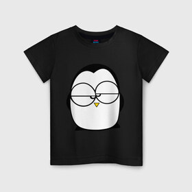 Детская футболка хлопок с принтом Недовольный пингвин в Курске, 100% хлопок | круглый вырез горловины, полуприлегающий силуэт, длина до линии бедер | пингвин