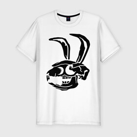 Мужская футболка премиум с принтом Дохлый кролик в Курске, 92% хлопок, 8% лайкра | приталенный силуэт, круглый вырез ворота, длина до линии бедра, короткий рукав | скелет