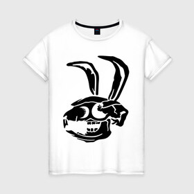 Женская футболка хлопок с принтом Дохлый кролик в Курске, 100% хлопок | прямой крой, круглый вырез горловины, длина до линии бедер, слегка спущенное плечо | скелет