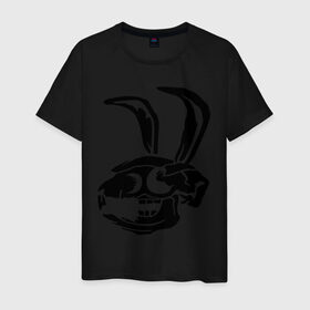 Мужская футболка хлопок с принтом Дохлый кролик в Курске, 100% хлопок | прямой крой, круглый вырез горловины, длина до линии бедер, слегка спущенное плечо. | скелет