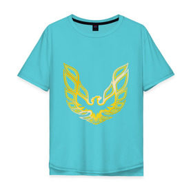 Мужская футболка хлопок Oversize с принтом Золотой феникс в Курске, 100% хлопок | свободный крой, круглый ворот, “спинка” длиннее передней части | крылья