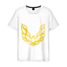 Мужская футболка хлопок с принтом Золотой феникс в Курске, 100% хлопок | прямой крой, круглый вырез горловины, длина до линии бедер, слегка спущенное плечо. | крылья