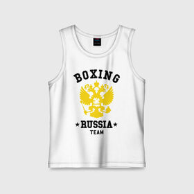 Детская майка хлопок с принтом Boxing Russia Team в Курске,  |  | boxing | russia | team | бокс | герб | орел | россия | русский