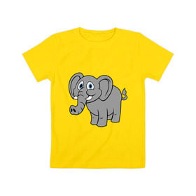 Детская футболка хлопок с принтом Милый слоник в Курске, 100% хлопок | круглый вырез горловины, полуприлегающий силуэт, длина до линии бедер | слон