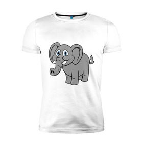Мужская футболка премиум с принтом Милый слоник в Курске, 92% хлопок, 8% лайкра | приталенный силуэт, круглый вырез ворота, длина до линии бедра, короткий рукав | слон
