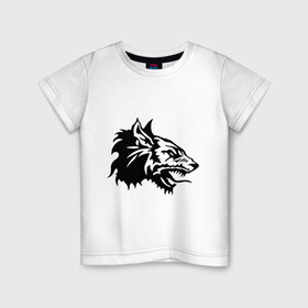 Детская футболка хлопок с принтом Злой оборотень в Курске, 100% хлопок | круглый вырез горловины, полуприлегающий силуэт, длина до линии бедер | вервольф | волк | голова | злой | оборотень