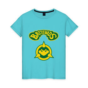 Женская футболка хлопок с принтом Боевые Жабы в Курске, 100% хлопок | прямой крой, круглый вырез горловины, длина до линии бедер, слегка спущенное плечо | battle | batttletoads | sega | toads | сега