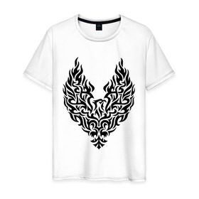 Мужская футболка хлопок с принтом Огненный феникс в Курске, 100% хлопок | прямой крой, круглый вырез горловины, длина до линии бедер, слегка спущенное плечо. | возрождение | огонь | пепел | птица | феникс