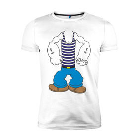 Мужская футболка премиум с принтом Костюм морячка в Курске, 92% хлопок, 8% лайкра | приталенный силуэт, круглый вырез ворота, длина до линии бедра, короткий рукав | вмф | военно морской флот | морской флот | моряк | морячок | якорь