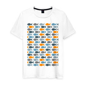 Мужская футболка хлопок с принтом Рыбки в Курске, 100% хлопок | прямой крой, круглый вырез горловины, длина до линии бедер, слегка спущенное плечо. | рыба | рыбалка | туризм