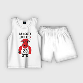 Детская пижама с шортами хлопок с принтом Gangsta Bulls в Курске,  |  | bulls | chicago | gangsta | бык | гангстер | чикаго