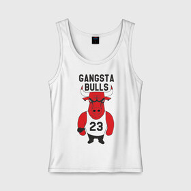 Женская майка хлопок с принтом Gangsta Bulls в Курске, 95% хлопок, 5% эластан |  | bulls | chicago | gangsta | бык | гангстер | чикаго
