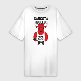 Платье-футболка хлопок с принтом Gangsta Bulls в Курске,  |  | bulls | chicago | gangsta | бык | гангстер | чикаго