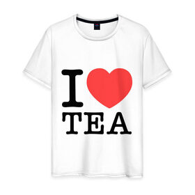 Мужская футболка хлопок с принтом I love tea в Курске, 100% хлопок | прямой крой, круглый вырез горловины, длина до линии бедер, слегка спущенное плечо. | heart | love | tea | люблю | сердце | чай
