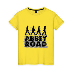 Женская футболка хлопок с принтом Abbey Road в Курске, 100% хлопок | прямой крой, круглый вырез горловины, длина до линии бедер, слегка спущенное плечо | 