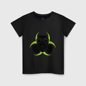 Детская футболка хлопок с принтом Радиация и противогаз в Курске, 100% хлопок | круглый вырез горловины, полуприлегающий силуэт, длина до линии бедер | биологическая | опасность | противогаз | радиация | респиратор