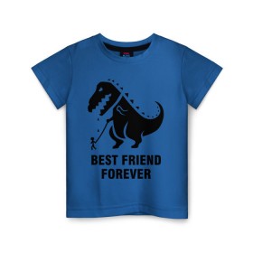 Детская футболка хлопок с принтом Годзилла Best friend в Курске, 100% хлопок | круглый вырез горловины, полуприлегающий силуэт, длина до линии бедер | годзилла | динозавр | друг | лучший | навек | навсегда | тираннозавр