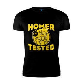 Мужская футболка премиум с принтом Homer tested в Курске, 92% хлопок, 8% лайкра | приталенный силуэт, круглый вырез ворота, длина до линии бедра, короткий рукав | гомер