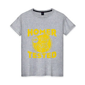 Женская футболка хлопок с принтом Homer tested в Курске, 100% хлопок | прямой крой, круглый вырез горловины, длина до линии бедер, слегка спущенное плечо | гомер