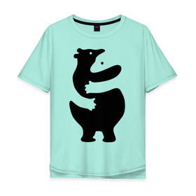 Мужская футболка хлопок Oversize с принтом Медвежий Инь-Янь в Курске, 100% хлопок | свободный крой, круглый ворот, “спинка” длиннее передней части | медведь | обнимашки | объятия