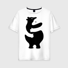 Женская футболка хлопок Oversize с принтом Медвежий Инь-Янь в Курске, 100% хлопок | свободный крой, круглый ворот, спущенный рукав, длина до линии бедер
 | медведь | обнимашки | объятия