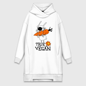 Платье-худи хлопок с принтом True vegan (истинный веган) в Курске,  |  | carrot | flower | rabbit | true | vegan | веган | заяц | истинный | морковка | ролик | цветок | экология