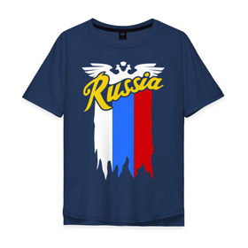 Мужская футболка хлопок Oversize с принтом Russia каллиграфия флаг в Курске, 100% хлопок | свободный крой, круглый ворот, “спинка” длиннее передней части | герб | каллиграфия | патриот | россия | русский | рф | флаг