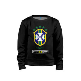 Детский свитшот хлопок с принтом Сборная Бразилии по футболу в Курске, 100% хлопок | круглый вырез горловины, эластичные манжеты, пояс и воротник | brazzers | бразилия