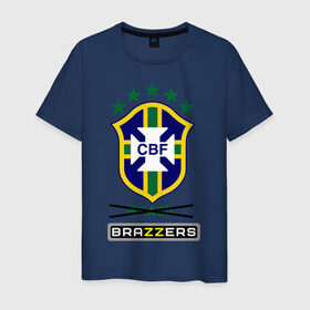 Мужская футболка хлопок с принтом Сборная Бразилии по футболу в Курске, 100% хлопок | прямой крой, круглый вырез горловины, длина до линии бедер, слегка спущенное плечо. | brazzers | бразилия