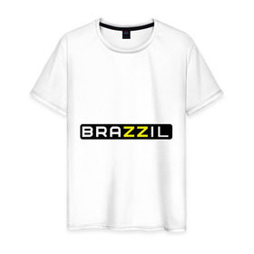 Мужская футболка хлопок с принтом Brazzil в Курске, 100% хлопок | прямой крой, круглый вырез горловины, длина до линии бедер, слегка спущенное плечо. | brazzers | бразилия