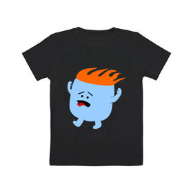 Детская футболка хлопок с принтом Зефирка в огне в Курске, 100% хлопок | круглый вырез горловины, полуприлегающий силуэт, длина до линии бедер | Тематика изображения на принте: горит | зефир | конфета | огонь | паника | пламя