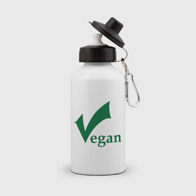 Бутылка спортивная с принтом Vegan в Курске, металл | емкость — 500 мл, в комплекте две пластиковые крышки и карабин для крепления | vegan | vegetarian | веган | вегетарианец