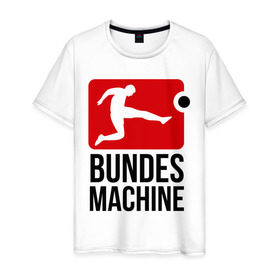 Мужская футболка хлопок с принтом Bundes machine football в Курске, 100% хлопок | прямой крой, круглый вырез горловины, длина до линии бедер, слегка спущенное плечо. | bundes | football | machine | машина | немецкий | федеральный | футбол