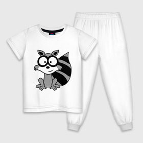 Детская пижама хлопок с принтом Енот в Курске, 100% хлопок |  брюки и футболка прямого кроя, без карманов, на брюках мягкая резинка на поясе и по низу штанин
 | енот