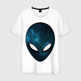 Мужская футболка хлопок с принтом Инопланетный разум в Курске, 100% хлопок | прямой крой, круглый вырез горловины, длина до линии бедер, слегка спущенное плечо. | Тематика изображения на принте: астронавт | галактика | голова | звезды | инопланетянин | космос | пришелец