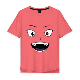 Мужская футболка хлопок Oversize с принтом Лицо вампира в стиле аниме в Курске, 100% хлопок | свободный крой, круглый ворот, “спинка” длиннее передней части | вампир | глаза | зубы | клыки | лицо | монстр | носферату | смайл