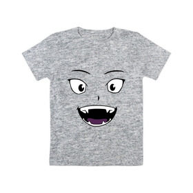 Детская футболка хлопок с принтом Лицо вампира в стиле аниме в Курске, 100% хлопок | круглый вырез горловины, полуприлегающий силуэт, длина до линии бедер | вампир | глаза | зубы | клыки | лицо | монстр | носферату | смайл