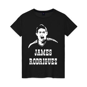 Женская футболка хлопок с принтом James Rodriguez в Курске, 100% хлопок | прямой крой, круглый вырез горловины, длина до линии бедер, слегка спущенное плечо | columbia | football | james | rodriguez | колумбия | родригес | футбол | хамес