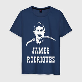 Мужская футболка хлопок с принтом James Rodriguez в Курске, 100% хлопок | прямой крой, круглый вырез горловины, длина до линии бедер, слегка спущенное плечо. | columbia | football | james | rodriguez | колумбия | родригес | футбол | хамес