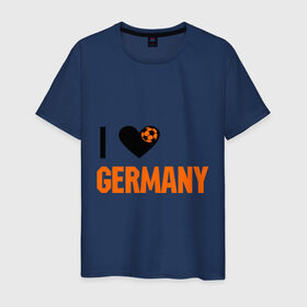 Мужская футболка хлопок с принтом I love Germany в Курске, 100% хлопок | прямой крой, круглый вырез горловины, длина до линии бедер, слегка спущенное плечо. | Тематика изображения на принте: deutsch | football | germany | heart | love | германия | люблю | мяч | сердце | футбол