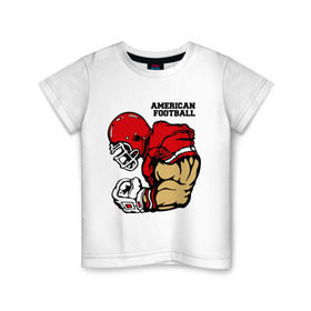 Детская футболка хлопок с принтом Американский футбол в Курске, 100% хлопок | круглый вырез горловины, полуприлегающий силуэт, длина до линии бедер | Тематика изображения на принте: регби