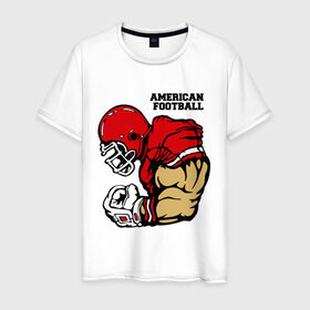 Мужская футболка хлопок с принтом Американский футбол в Курске, 100% хлопок | прямой крой, круглый вырез горловины, длина до линии бедер, слегка спущенное плечо. | регби