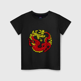 Детская футболка хлопок с принтом Красный дракон в Курске, 100% хлопок | круглый вырез горловины, полуприлегающий силуэт, длина до линии бедер | дракон | китайский | красный | мифология | огонь | пламя
