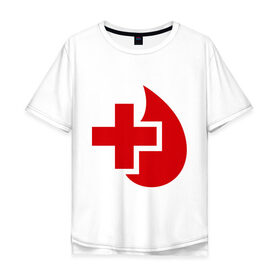 Мужская футболка хлопок Oversize с принтом Донор в Курске, 100% хлопок | свободный крой, круглый ворот, “спинка” длиннее передней части | Тематика изображения на принте: донор | красный крест | крест | кровь | медицина | сердце