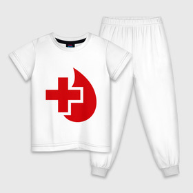 Детская пижама хлопок с принтом Донор в Курске, 100% хлопок |  брюки и футболка прямого кроя, без карманов, на брюках мягкая резинка на поясе и по низу штанин
 | Тематика изображения на принте: донор | красный крест | крест | кровь | медицина | сердце