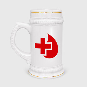 Кружка пивная с принтом Донор в Курске,  керамика (Материал выдерживает высокую температуру, стоит избегать резкого перепада температур) |  объем 630 мл | донор | красный крест | крест | кровь | медицина | сердце